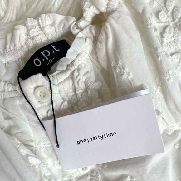 NWT O.P.T. White Ethereal Floral Embroidered Cap Sleeve Mini Dress - Picture 11 of 16